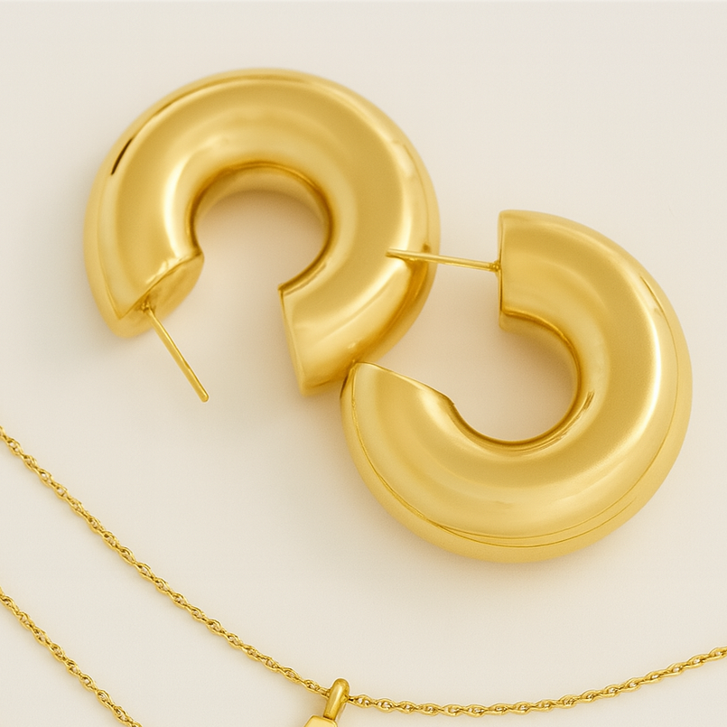 "Honey" Chunky Classic Hoop Earrings